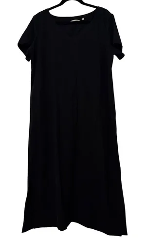 Soft Surroundings Black V-Neck Short Sleeve Maxi Dress with Pockets XL‎ Tall thumbnail 1