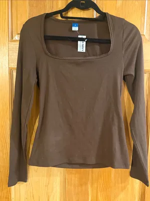 NWT Old Navy long sleeve square neck top size medium. thumbnail 1