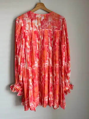 Endless Rose Pink & Orange Floral V-Neck Puff-Sleeve Mini Dress Girly Night Out thumbnail 6