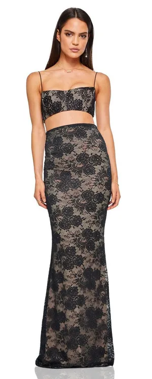 Nookie Heaven Black Lace Maxi Skirt NWT Size Small thumbnail 1