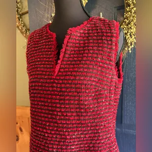 Ann Taylor Textured Red Midi Dress thumbnail 2