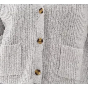 No Boundaries Womens Cardigan Sz XXL Light Grey Ribbed Button Front Cropped Soft thumbnail 3