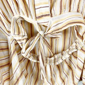 BY ANTHROPOLOGIE 100% Cotton Striped Tie-Front Blouse Size Small Boho Casual thumbnail 9