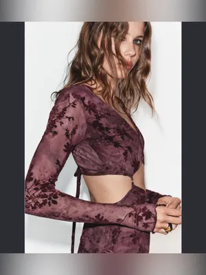 Zara ASYMMETRIC FLOCKED TULLE CUT OUT DRESS thumbnail 4