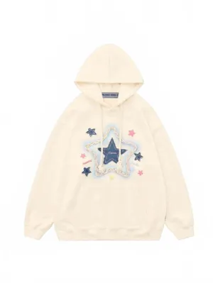 Aelfric Eden Denim Star Hoodie Oversized Sweatshirt Sweater Women's Size Medium thumbnail 2