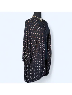 Billabong Boho Festival Beachy Coastal Duster Cover Up Cardigan Size S/M 🖤 thumbnail 3