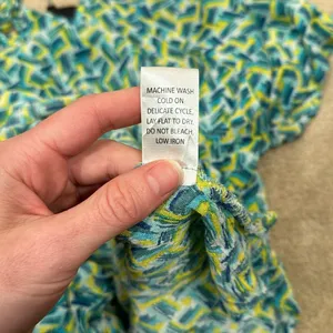 Coco + Carmen Blue Green Rayon Beach Cover-up Mini Dress Tunic Cold Shoulder S/M thumbnail 8