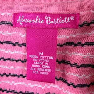 Alexandra Bartlett Tank Cardigan Set Pink Striped Cotton Size M Y2K Coquette thumbnail 10
