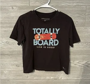Life Is Good‎ Ladies Tee Shirt Gray XS " Totally Board" ( Pre Owned) thumbnail 1
