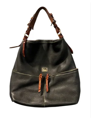 Dooney & Bourke Dillen Black Pebbled Leather Pocket Sac Hobo Shoulder Bag Med thumbnail 1