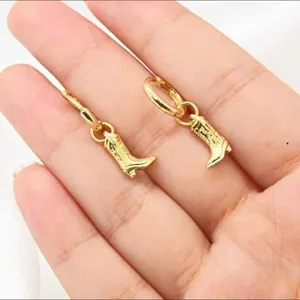 Small Gold Cowboy Boot Earrings thumbnail 4