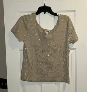 Talbots Gold Sequin Top thumbnail 1