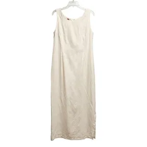 Hilo Hattie Hawaii‎ Silk Jacquard Pineapple Maxi Dress Cream Ivory Sleeveless 18 thumbnail 3