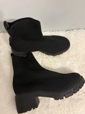Black street elastic slip on boots thick sole Sz.7.5 Gothic/ western thumbnail 6