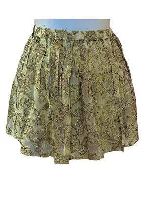 NWT Abercrombie Gold Metallic Floral Lace Mini Skirt Lined Shimmer Size M lace thumbnail 4
