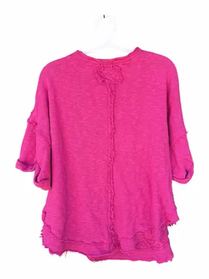 Free People We The Free Pink North Star T-Shirt Women’s M Oversized Raw Hem Boho thumbnail 5