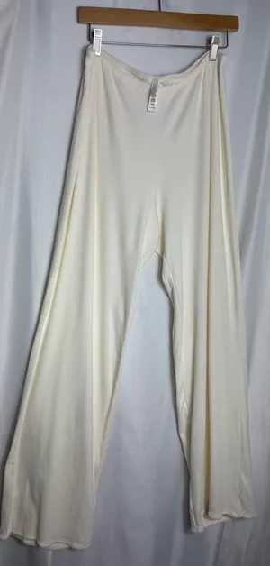 Skims ribbed bone Cream Wide-Leg Pants cozy XL NWOT thumbnail 1