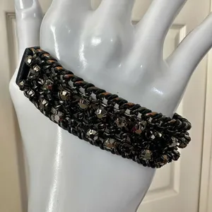 Black rhinestone chain bracelet thumbnail 3