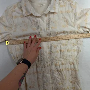 Tularosa Small Midi Dress Cream Floral Embroidery Lace Trim Boho Button Front thumbnail 8