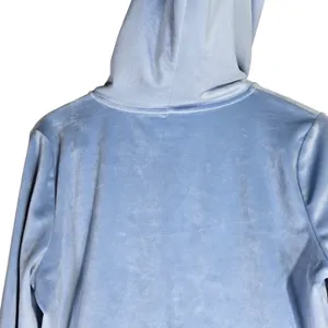 Aerie‎ Real Good Velour Full Zip Hoodie Light Blue Cropped Sweatshirt Large thumbnail 6