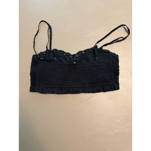 Free People Intimately Tallulah Bralette Black Crochet Lace Smocked Top Small thumbnail 3