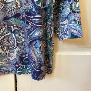 Chico's Size 2 Blue‎ Abstract Floral Paisley Print Blouse Top Shirt Size Large thumbnail 10