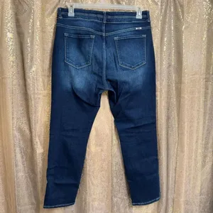KanCan Dark Wash Distressed Faded High Rise Stretchy Cropped Jeans 14/32 thumbnail 2