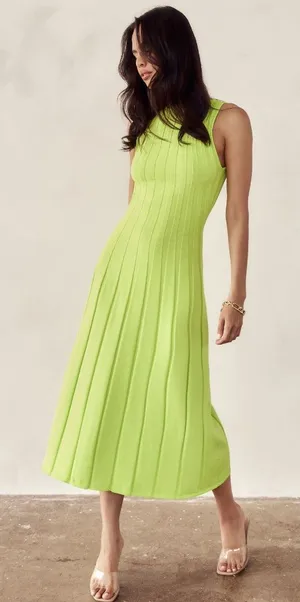 Meshki Aspen Back Keyhole Knit Midi Dress in Fresh Green Size Medium Resortwear thumbnail 1
