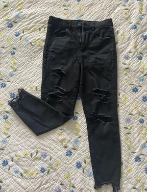 American Eagle Outfitters Black Ripped Jeans thumbnail 1