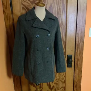Vtg Y2K American Eagle Peacoat Gray Wool Blend Double Breasted Jacket M thumbnail 11