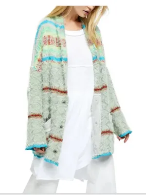Free People Fair Weather Cardigan Mint Haze Combo XS thumbnail 2