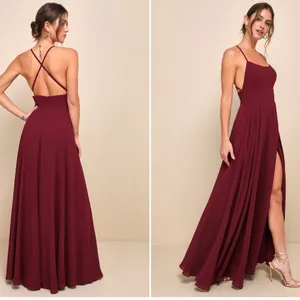 LULU's Bridesmaid Prom Wedding Flowy Romantic Flowy Sexy Chiffon Maxi Dress thumbnail 2