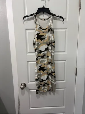 Sleeveless Camo Bodycon Dress - Gray Camouflage size small thumbnail 3