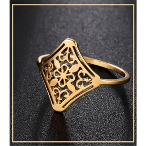 NEW 14k Yellow Gold Plated Stainless Steel Filigree Ring, Size 6‎ thumbnail 4
