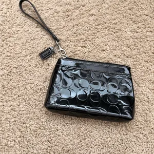 Coach Black Patent Signature Wristlet Pouch thumbnail 2