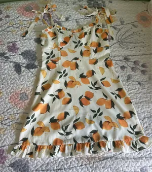 Cider Lemon Print Tie Sleeve Dress thumbnail 1