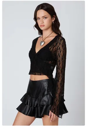 Cotton Candy LA Black Lace Top thumbnail 2