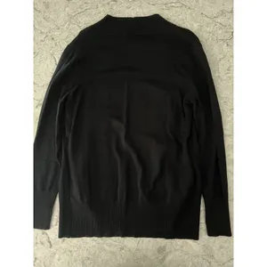 Womens Black Open‎ Front Cardigan Sweater Ribbed Trim Pockets Minimalist Small thumbnail 8