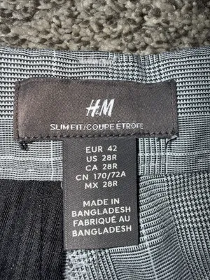 H&M Slim Fit Gray Windowpane Check Dress Pants US 28R thumbnail 3