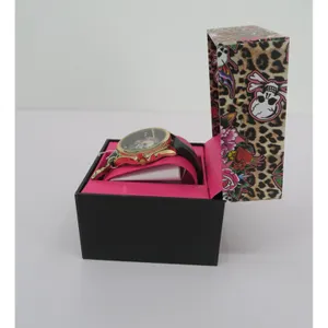 Ed Hardy Women Watch Gold Tone Skull Roses Black Strap Tattoo Art New In‎ Box thumbnail 5
