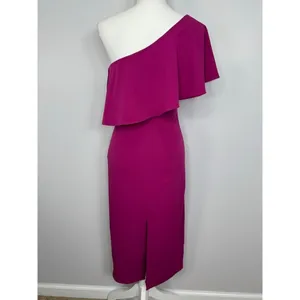 Lovers‎ + Friends Bentley One Shoulder Midi Dress XS Hot Pink Cocktail Party NEW thumbnail 9