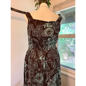 Vasna Desire Cotton Y2K Brown Teal Turquoise Maxi Tank Dress Size 1X thumbnail 5