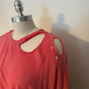 Free People Red Distressed Tshirt  thumbnail 4