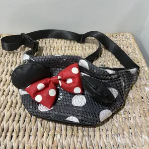 Disney Parks Loungefly Black Minnie‎ Mouse Sequined Waist Bag Red Polka Dot Bow thumbnail 2