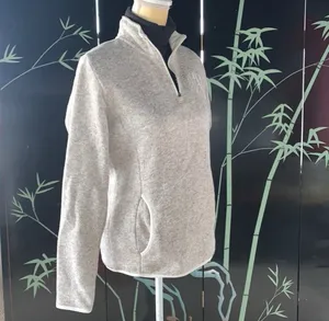 Charles River Apparel Womens Oatmeal Heathered Fleece Pullover Jacket Sz M thumbnail 4