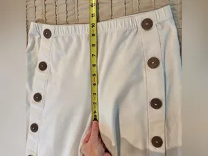 Soft Surroundings Newport Beach Cropped Wide Leg Pants White Cream Small Buttons thumbnail 7