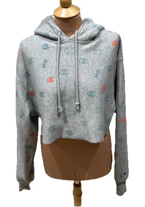 Champion Reverse Weave‎ Gray Hoodie Sweatshirt Logo Athleisure Sporty thumbnail 1