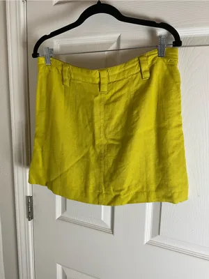 Free People Can't Blame Me Linen Blend Mini Skirt Size 6 Lime Yellow Mini thumbnail 6