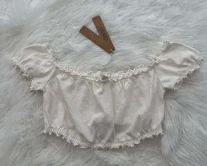 Skims Pointelle Logo Crop Top Marble Size Small thumbnail 1