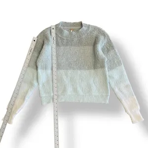 Free People‎ Autumn Sky Cloud Combo Striped Sweater Womens Size S Green Cream thumbnail 3